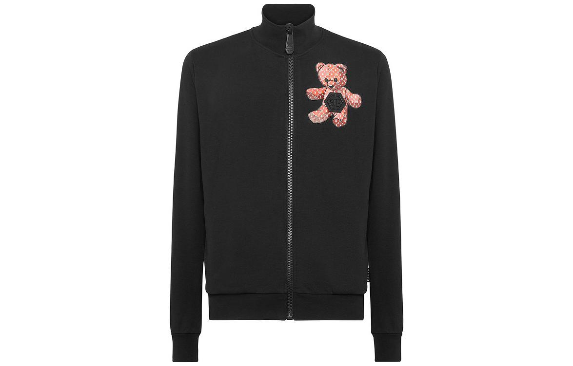 PHILIPP PLEIN Black Bear Print Zip-Up Jacket UABC-MJB2069-PJO002N