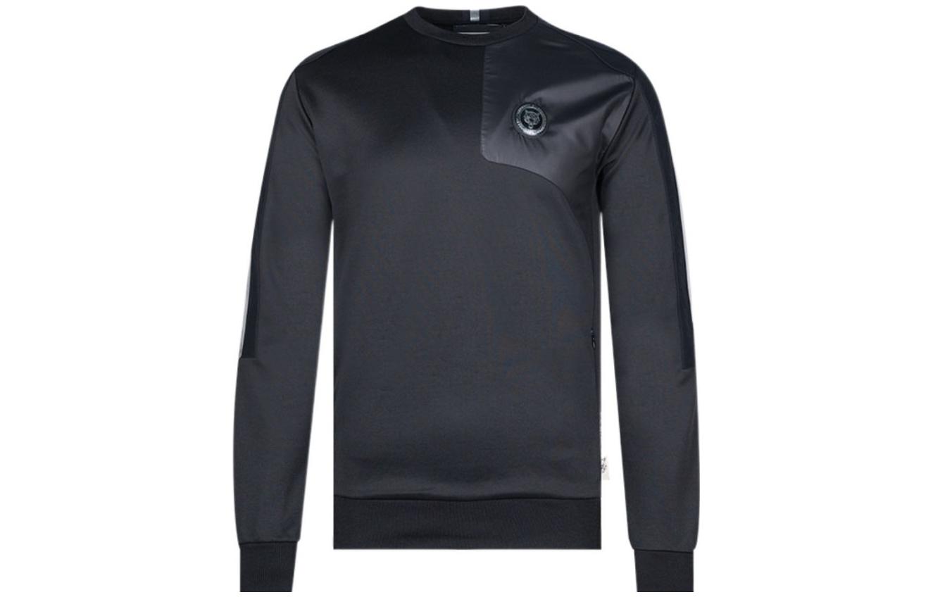 PHILIPP PLEIN Black Crewneck Logo Print Long-Sleeve Sweatshirt PPSM-JO0430S-JO001N2-02