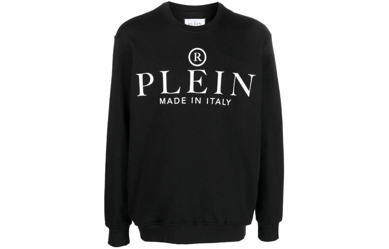 PHILIPP PLEIN Black Crewneck Sweatshirt with Logo Print FACC-MJO0877-PJO002N-02