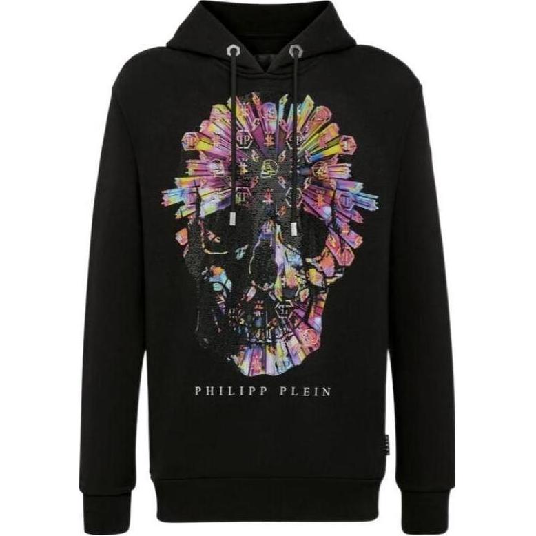 PHILIPP PLEIN Black Graphic Print Hoodie Unisex UJB0014-PJO002N-02