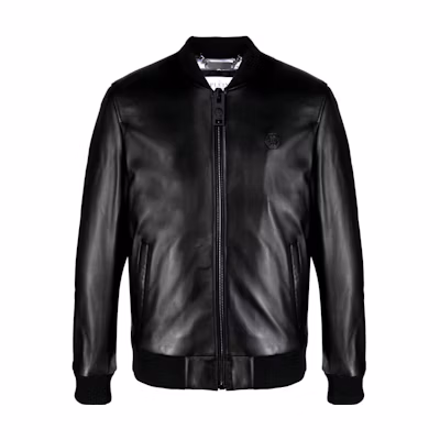 PHILIPP PLEIN Black Graphic Print Zipper Jacket AACC-MLB1691-PLE075N-02