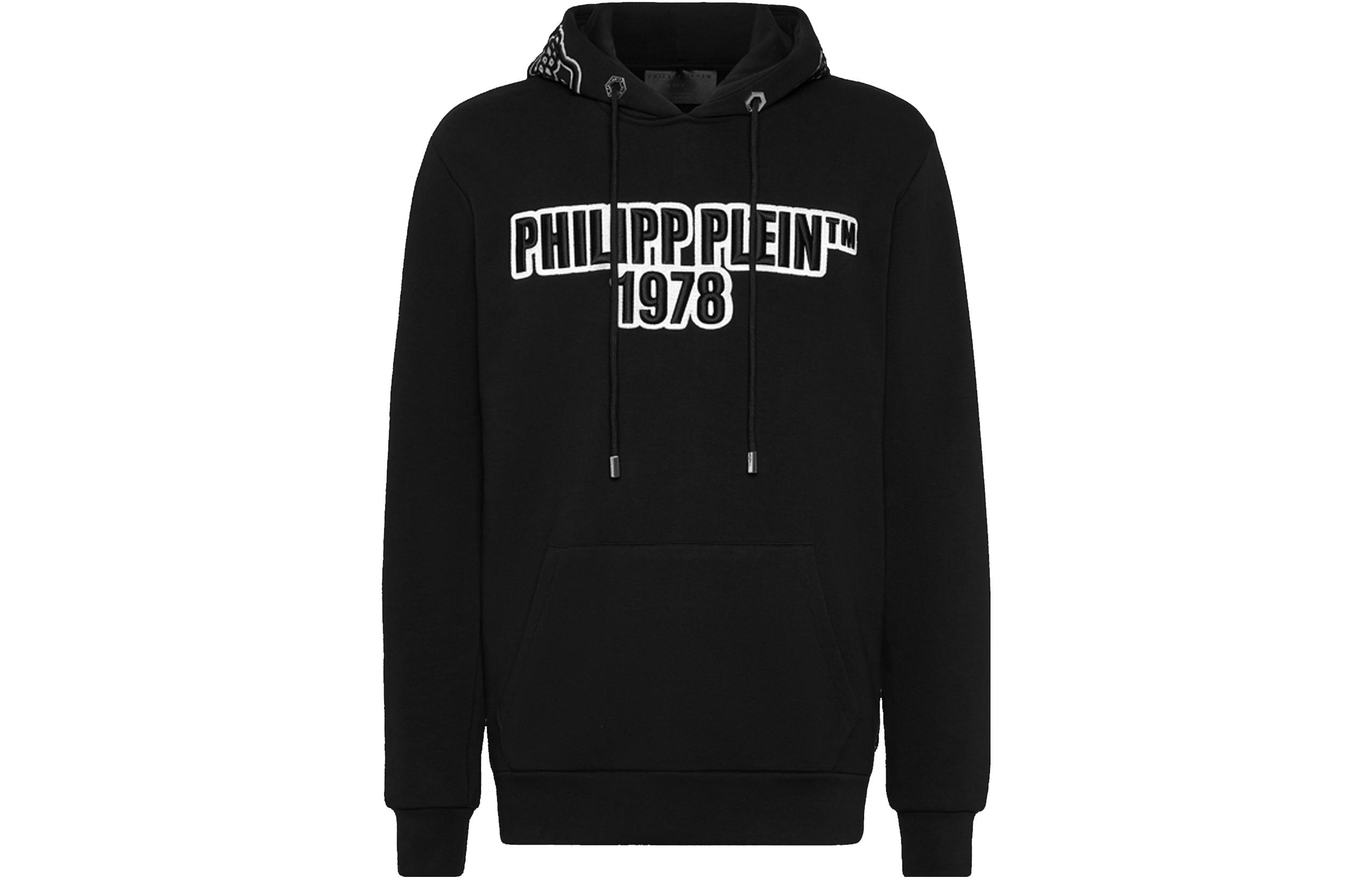 PHILIPP PLEIN Black Hoodie with Logo and Letter-Number Design A20C-MJB2114-PJO002N-0201