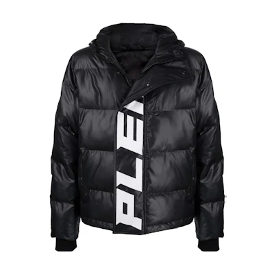 PHILIPP PLEIN Black Hoodie Zip Jacket with Letter Print Design FAACMRB1942PNY002N
