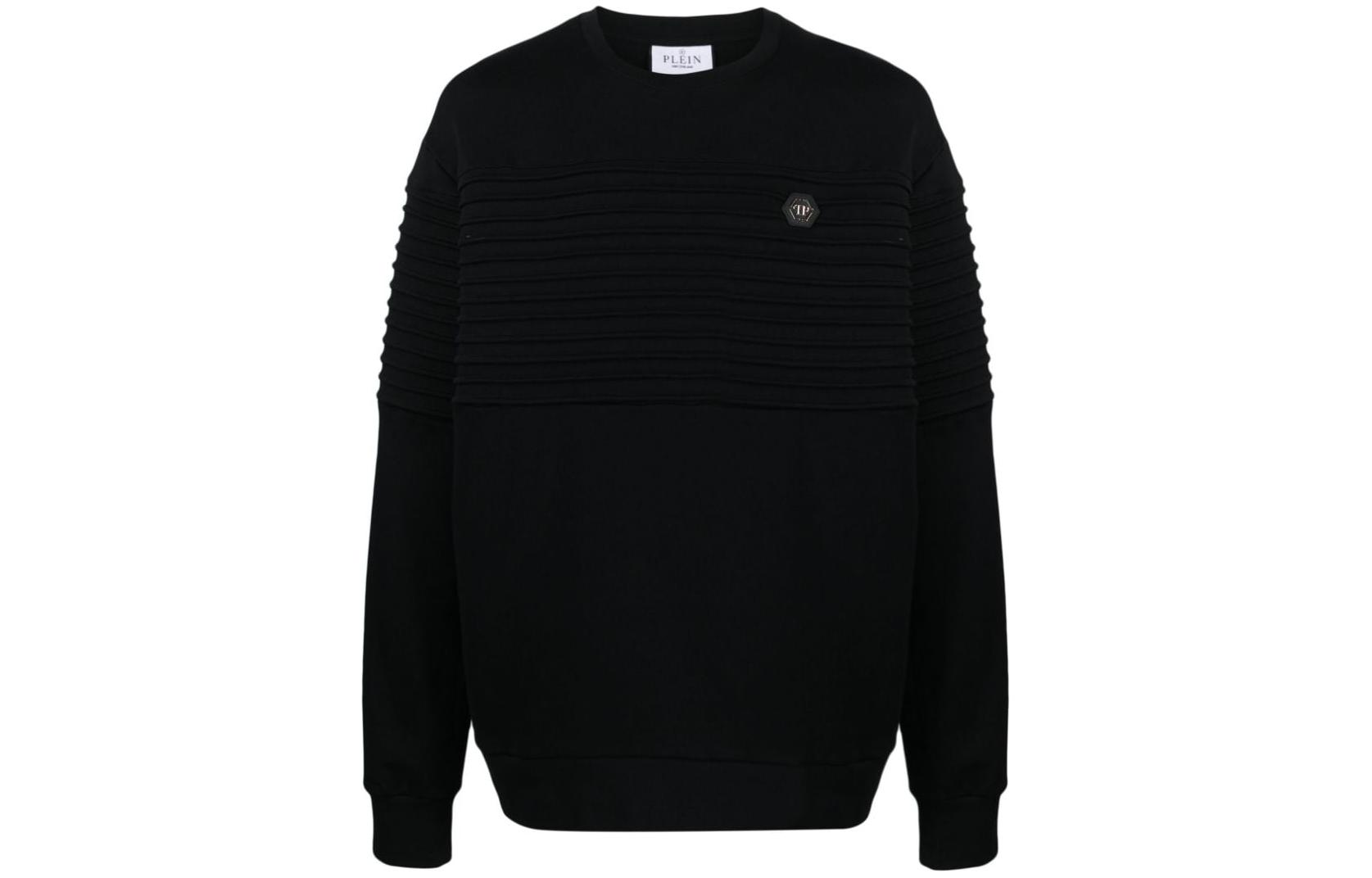PHILIPP PLEIN Black Logo Crewneck Long Sleeve Sweatshirt FACC-MJO1056-PJO002N-02