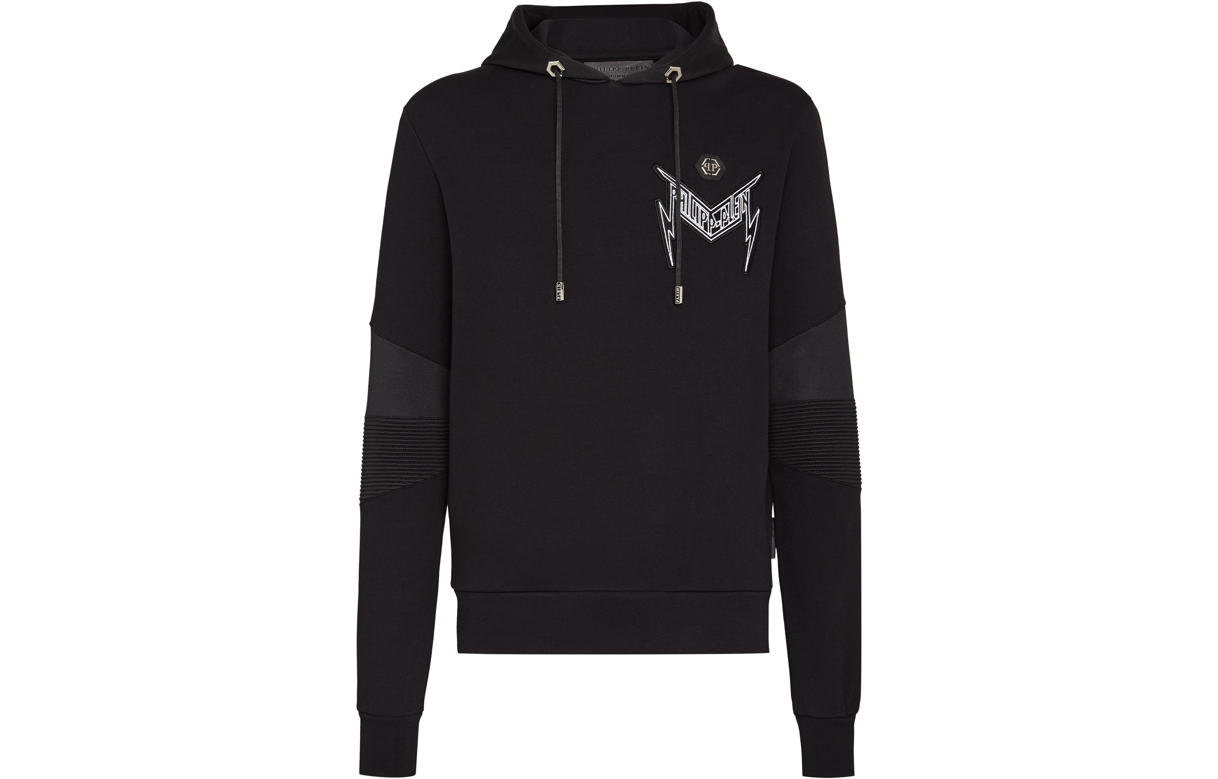 PHILIPP PLEIN Black Logo Hoodie Pullover with Drawstring P20CMJB1945-PJO002N-02