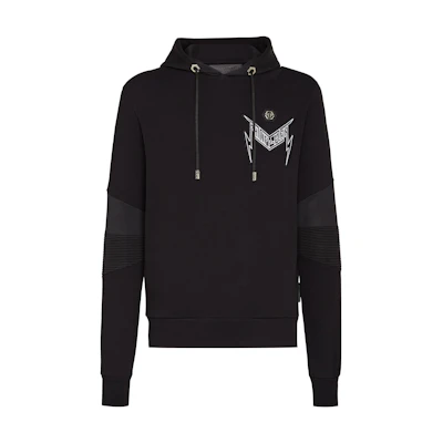 PHILIPP PLEIN Black Logo Hoodie Pullover with Drawstring P20CMJB1945-PJO002N-02