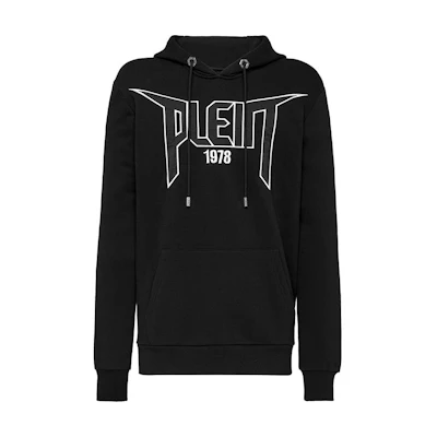 PHILIPP PLEIN Black Logo Print Casual Hoodie Long Sleeve PAAC-MJB2471-PJO002N-02