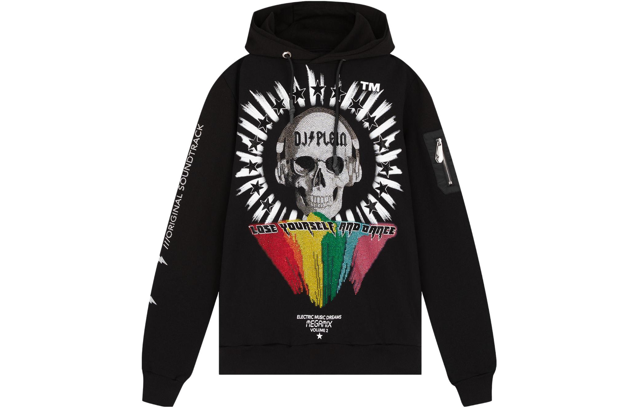 PHILIPP PLEIN Black Logo Print Graphic Hoodie P19C-MJB1067-PJO002N-02