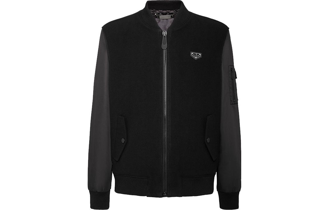 PHILIPP PLEIN Black Logo Zip-Up Patchwork Jacket Long Sleeve Casual FAAC-MRB1789-PTE003N-02