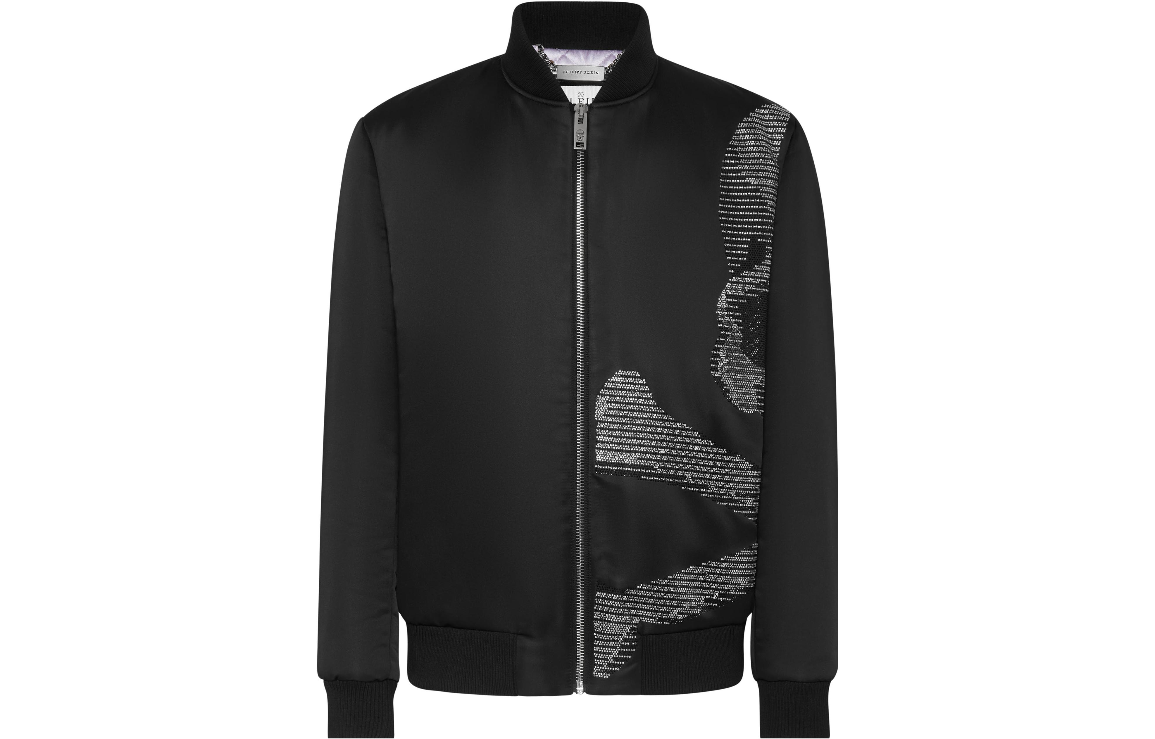 PHILIPP PLEIN Black Logo Zip Baseball Jacket AACC-MRB2182-PTE003N-02