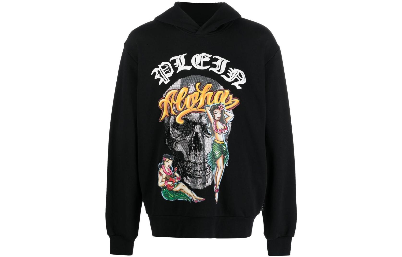 PHILIPP PLEIN Black Loose Fit Hoodie with Skull Print SACC-MJB2922-PJO002N-02