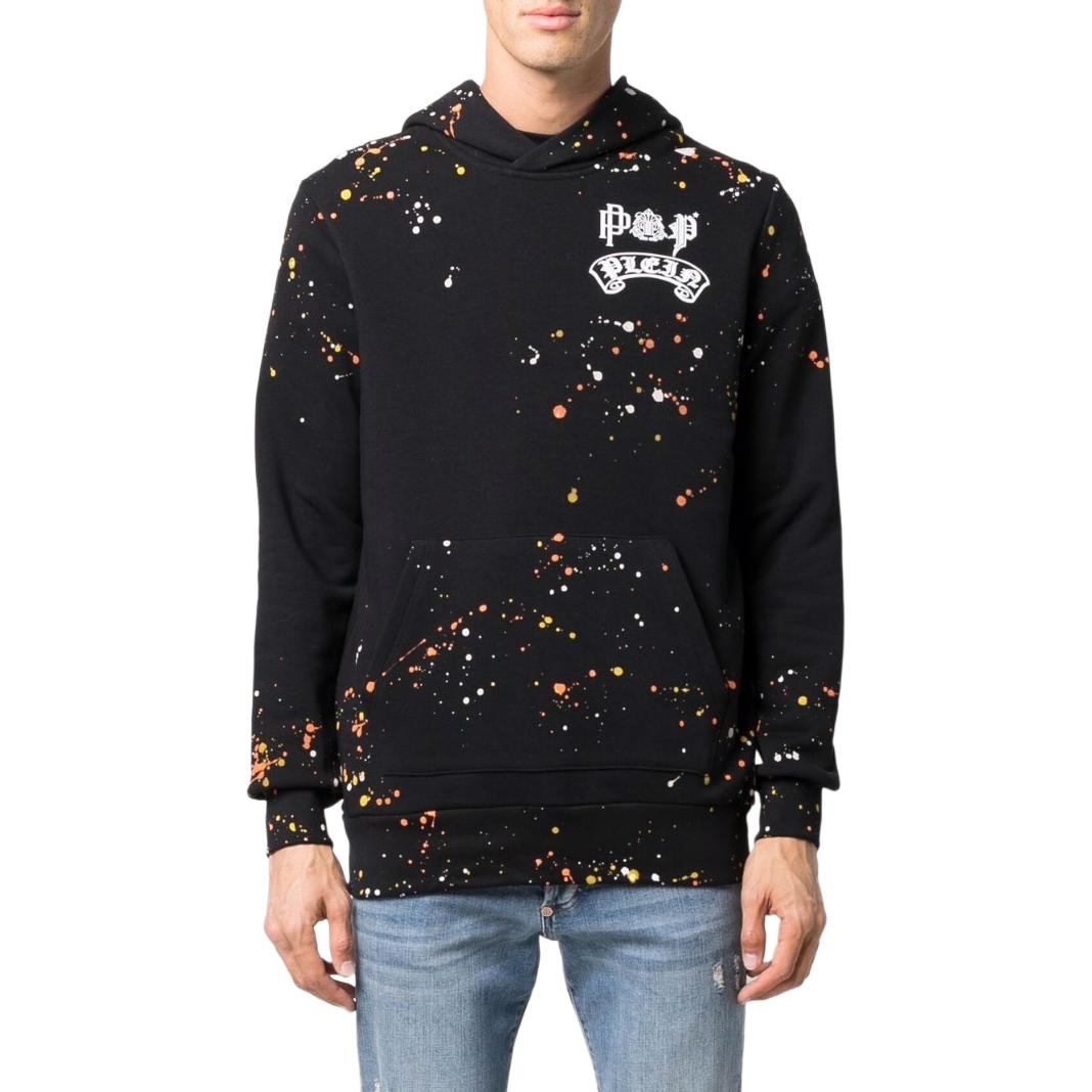 Lookbook 菲利普普莱因黑色泼墨印花连帽衫 SABC-MJB2630-PJO002N-02