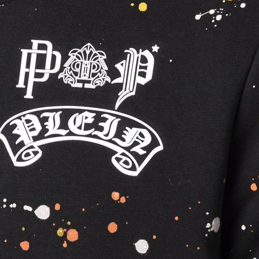 Sizing 菲利普普莱因黑色泼墨印花连帽衫 SABC-MJB2630-PJO002N-02