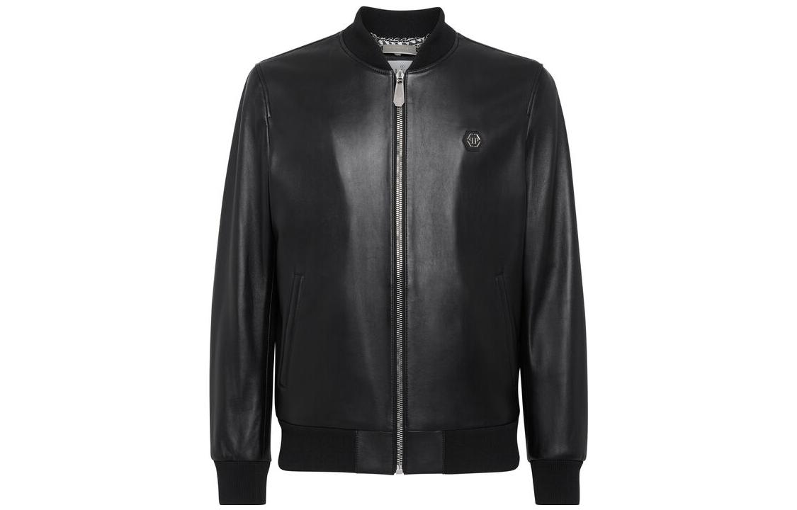 PHILIPP PLEIN Black Paisley Skull Leather Bomber Jacket for Men FACC-MLB1756-PLE010N-02