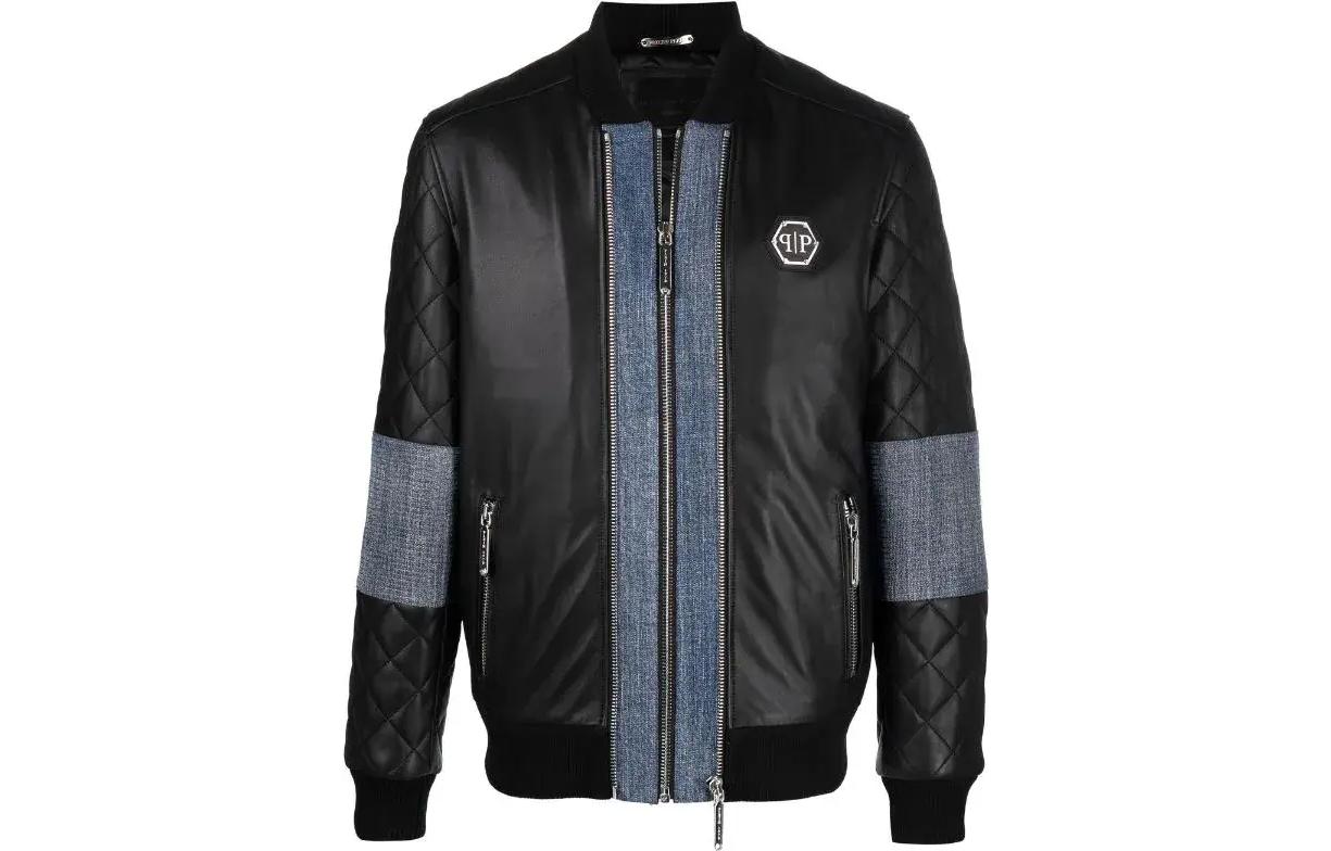 PHILIPP PLEIN Black Patchwork Crewneck Long-Sleeve Jacket FAAC-MLB1499-PLE010N-02