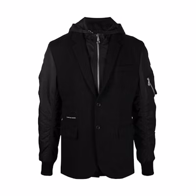 PHILIPP PLEIN Black Patchwork Hooded Jacket FABC-MRB2001-PTE003N-02