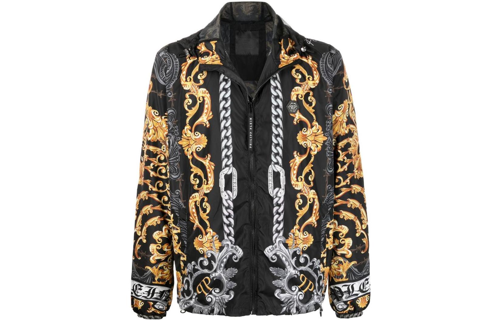 PHILIPP PLEIN Black Printed Long-Sleeve Straight-Cut Jacket SABCMRB1866PTE003N21