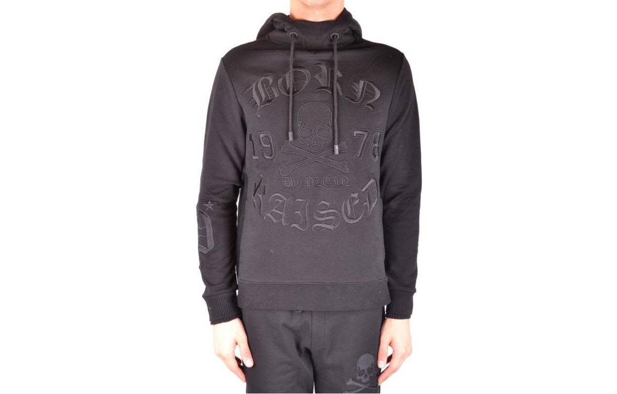 PHILIPP PLEIN Black Pullover Sweatshirt with Letter Print A18CMJB0726PJO002N0202