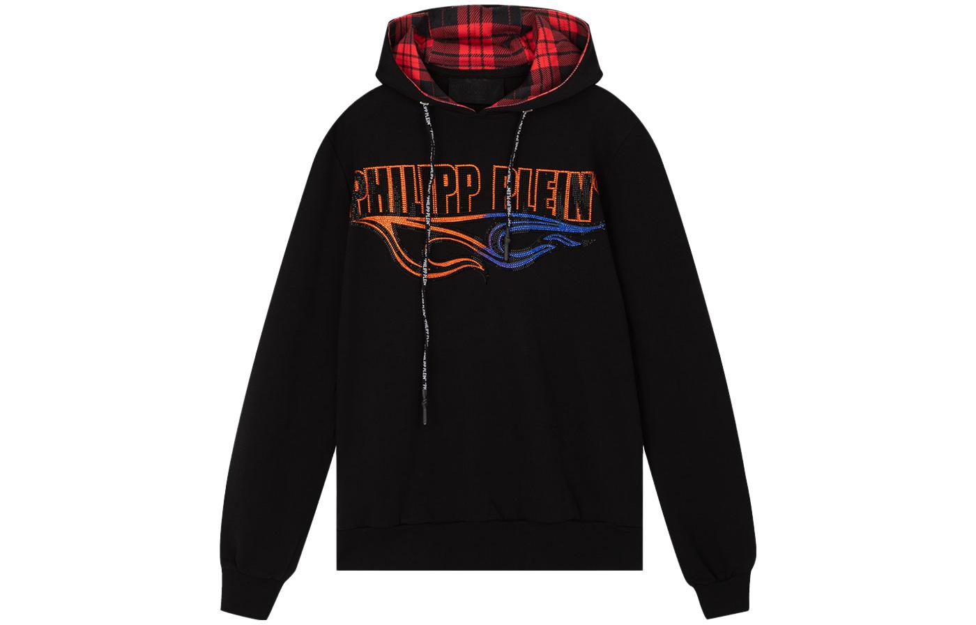 PHILIPP PLEIN Black Rhinestone Logo Print Hoodie A19C-MJB1483-PJO002N-02