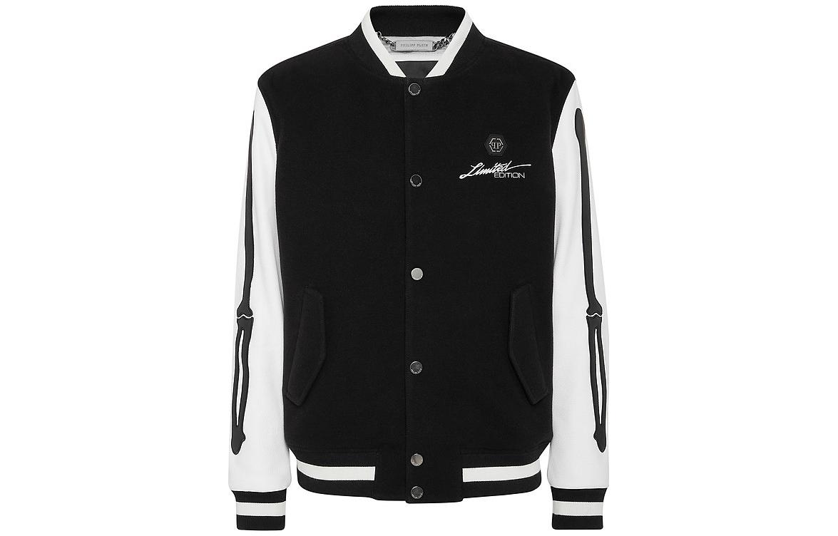 PHILIPP PLEIN Black Single-Breasted Jacket with Logo Print SABC-MLB1477-PTE120N-02