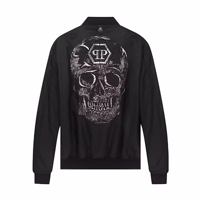 PHILIPP PLEIN Black Skull Embroidered Baseball Jacket F18C-MRB0770-PXV002N-02