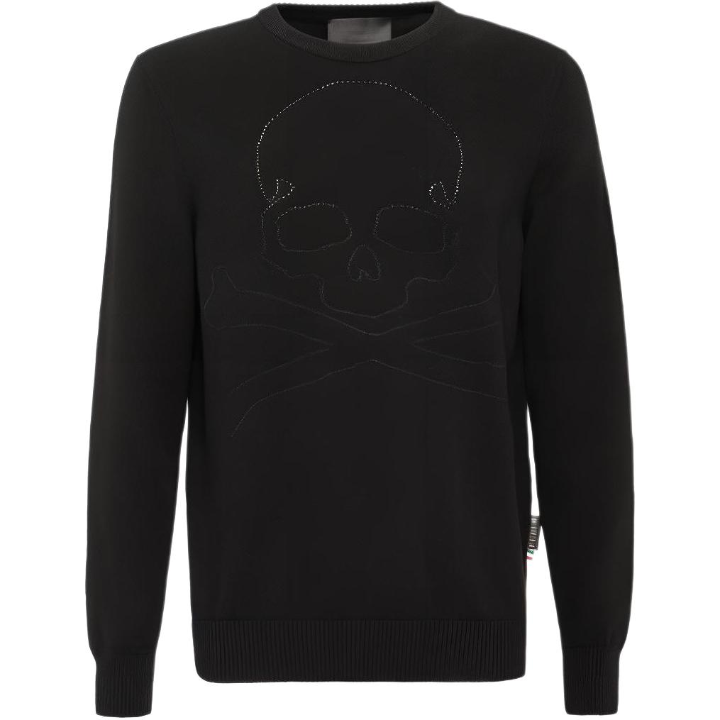 PHILIPP PLEIN Black Skull Print Crewneck Pullover Long-Sleeve Sweatshirt SABC-MKO1093-PKN002N-02