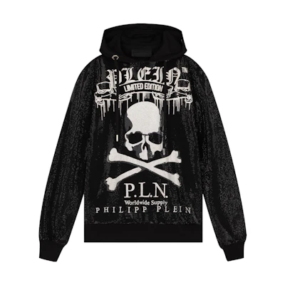 PHILIPP PLEIN Black Skull Rhinestone Hoodie Sweatshirt Casual Wear P19C-MJB1232-PJO002N-02