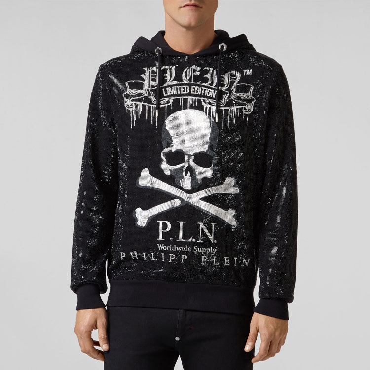 Purchase PHILIPP PLEIN 黑色骷髅水钻连帽衫休闲卫衣 P19C-MJB1232-PJO002N-02