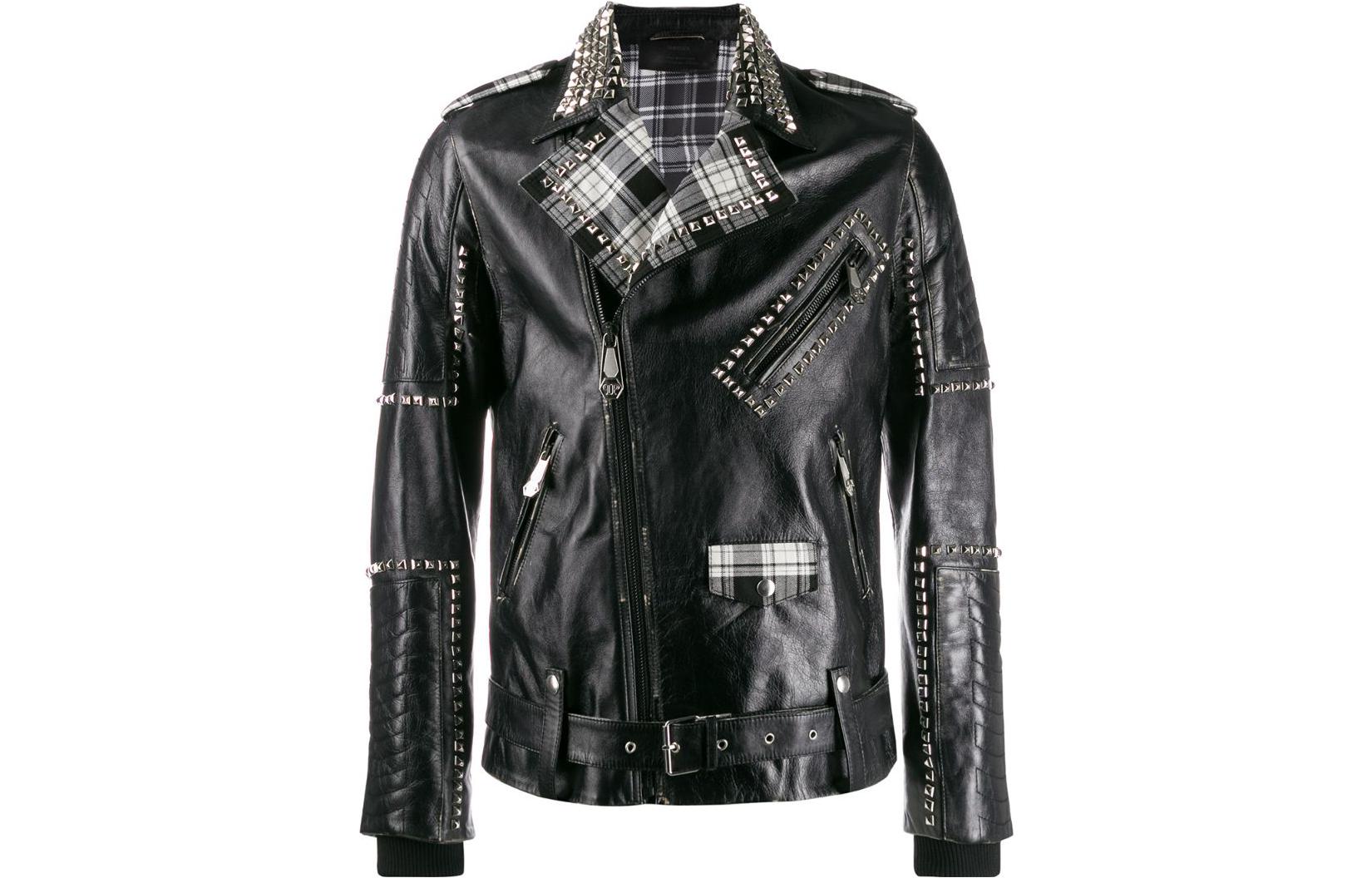 PHILIPP PLEIN Black Solid Patchwork Long Sleeve Jacket A19CMLB0987PLE010N0201