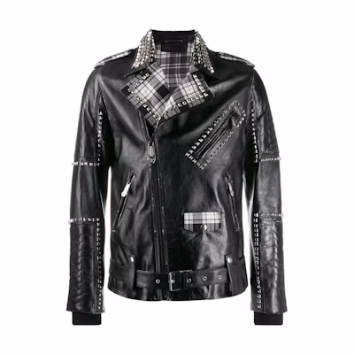 PHILIPP PLEIN Black Solid Patchwork Long Sleeve Jacket A19CMLB0987PLE010N0201