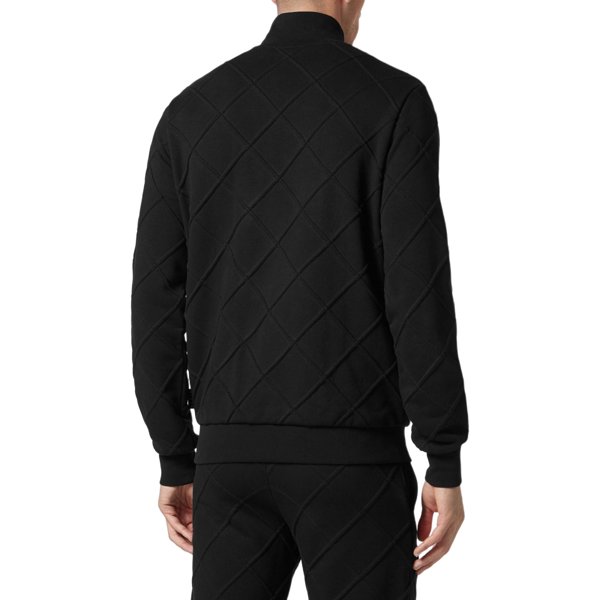 Shop PHILIPP PLEIN 黑色高领拉链夹克带口袋 SADC-MJB3293-PJO002N-02