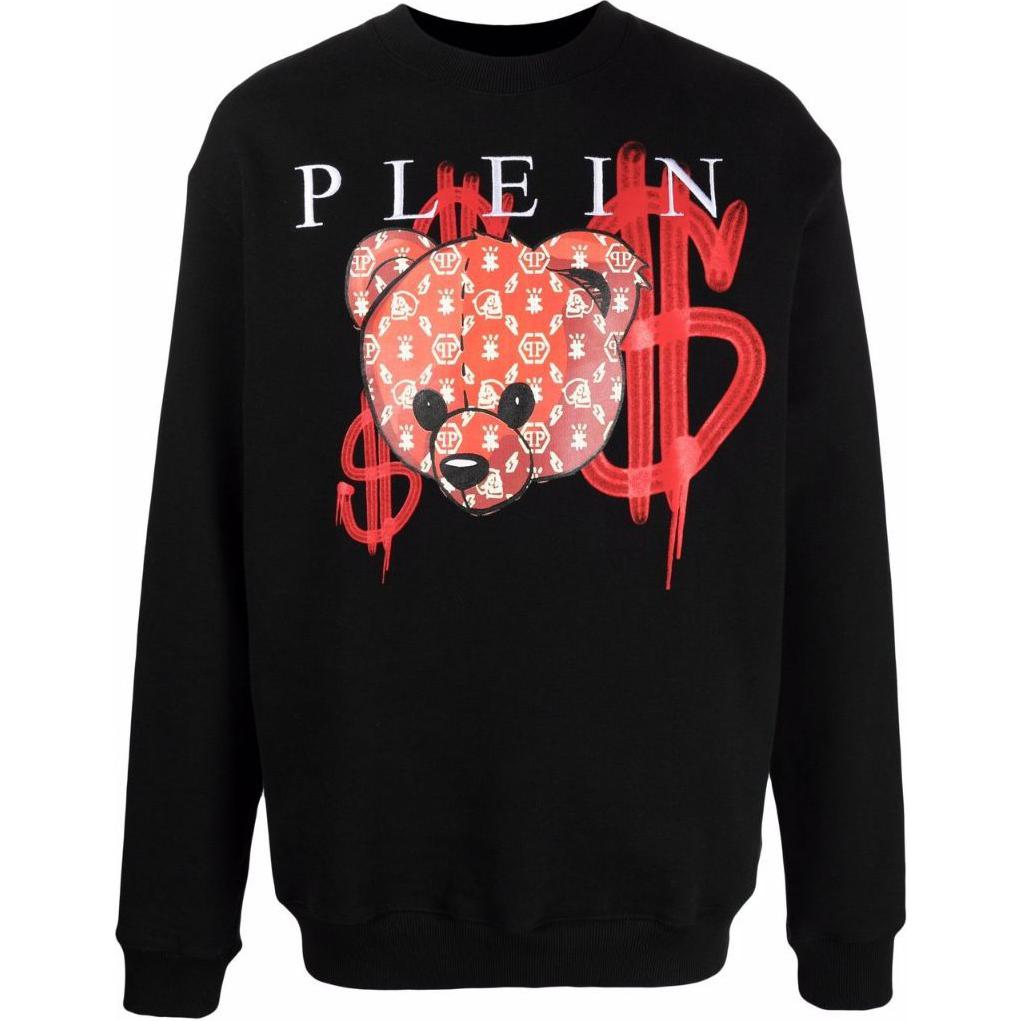 PHILIPP PLEIN Black Sweatshirt with Logo & Cartoon Print FAAC-MJO0772-PJO002N-02