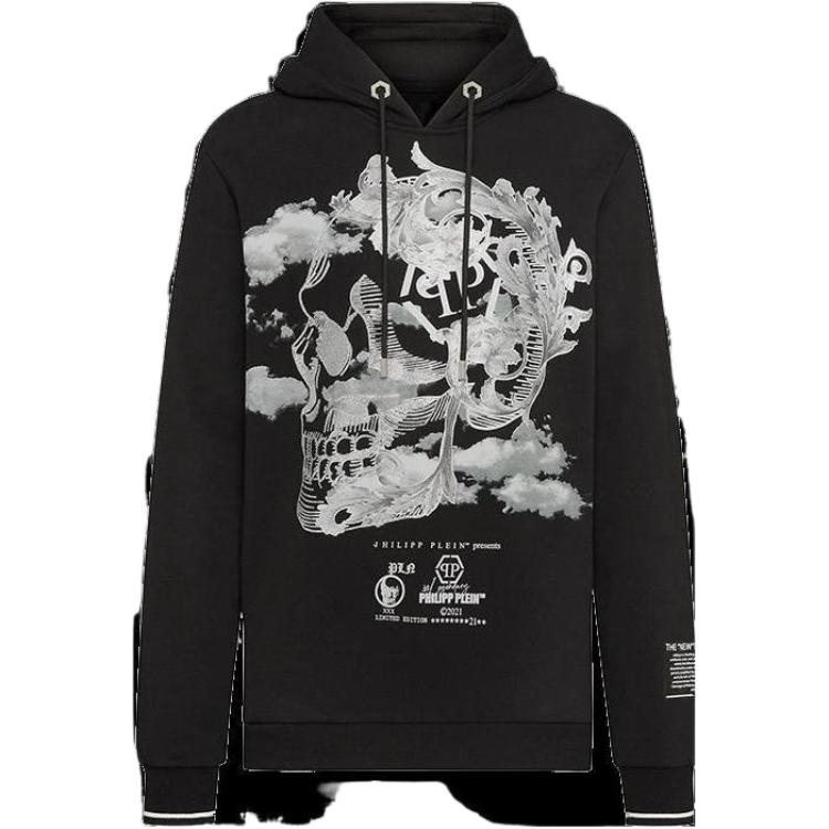 PHILIPP PLEIN Black Sweatshirt with Side Skull Print Design FAAC-MJB2528-PJO002N