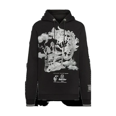 PHILIPP PLEIN Black Sweatshirt with Side Skull Print Design FAAC-MJB2528-PJO002N