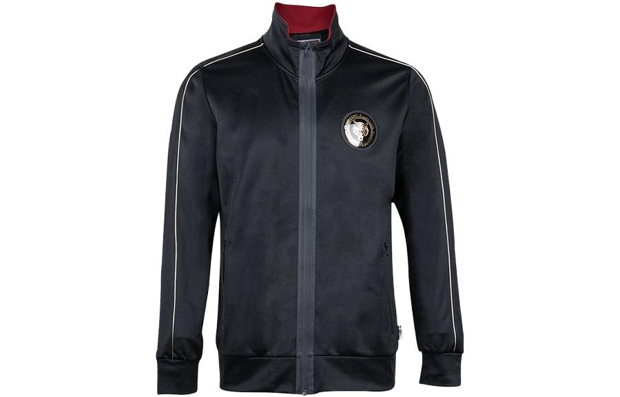 PHILIPP PLEIN Black Zip-Up Jacket with Print Detailing SMJB0423