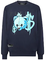 PHILIPP PLEIN Blue Bear Graphic Crewneck Pullover Sweatshirt UABC-MJO0772-PJO002N PHILIPP PLEIN Blue Bear Graphic Crewneck Pullover Sweatshirt UABC-MJO0772-PJO002N