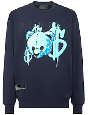 PHILIPP PLEIN Blue Bear Graphic Crewneck Pullover Sweatshirt UABC-MJO0772-PJO002N Buy PHILIPP PLEIN Blue Bear Graphic Crewneck Pullover Sweatshirt UABC-MJO0772-PJO002N