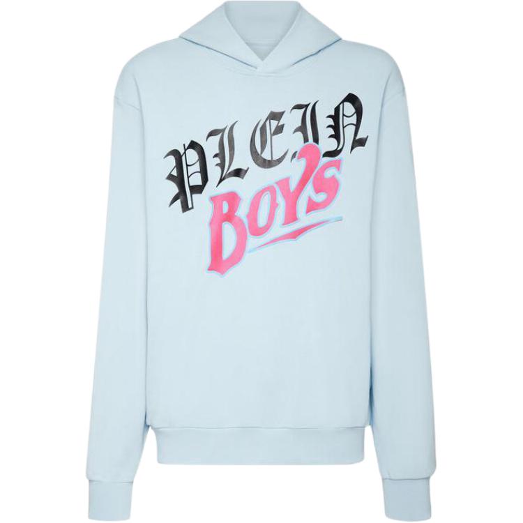 PHILIPP PLEIN Blue Logo Print Hoodie Sweatshirt Long Sleeve SADC-MJB3195-PJO002N-07