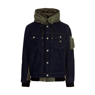 PHILIPP PLEIN Blue Patch Pocket Button-Up Hooded Jacket MRB1740PNY002N14