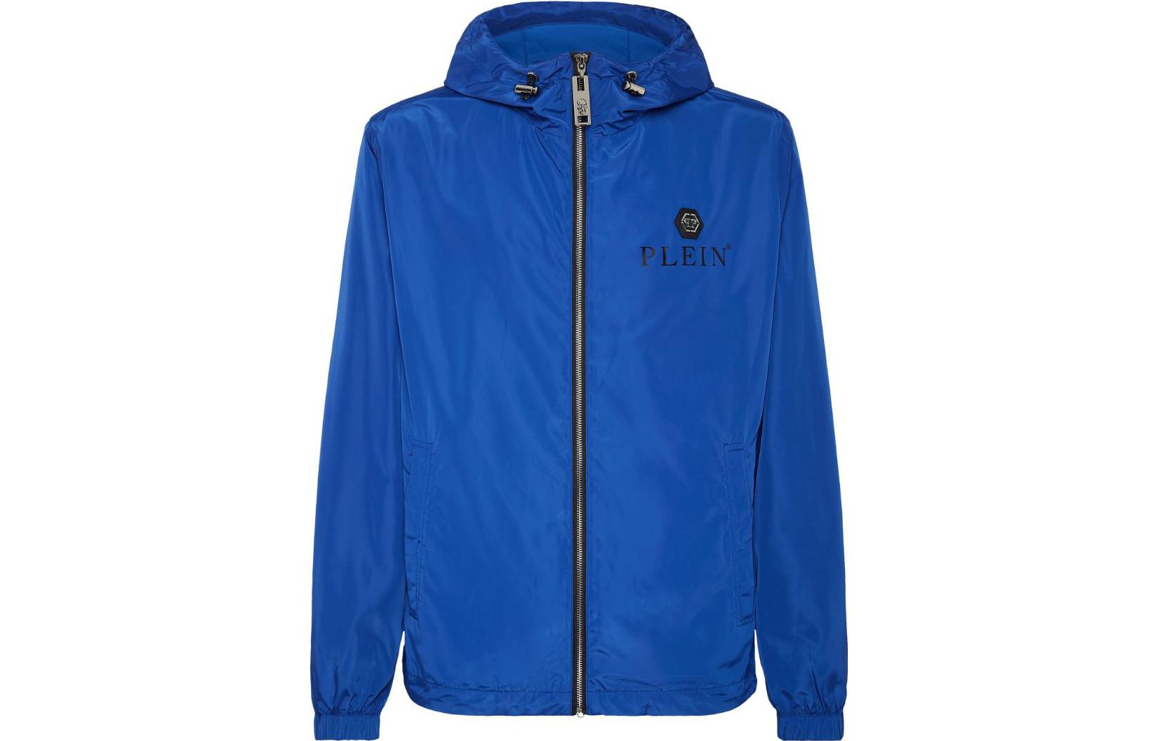 PHILIPP PLEIN Blue Solid Logo Patch Casual Hoodie Jacket AACC-MRB2474-PTE003N-14