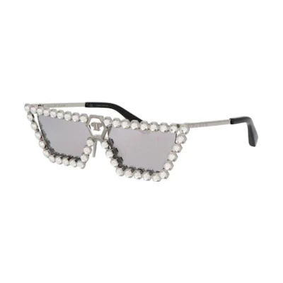 PHILIPP PLEIN Butterfly Shaped Sunglasses Metallic Silver. SPP030S579X