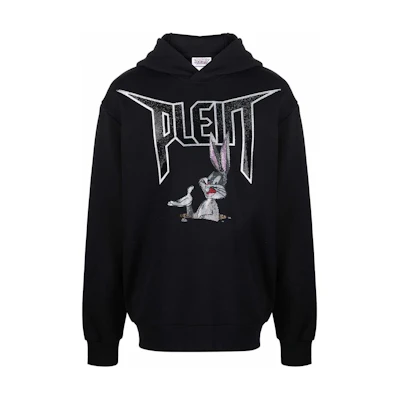 PHILIPP PLEIN Cartoon Letter Graphic Hoodie Unisex Black AAAC-UJB0049-PJO002N-02