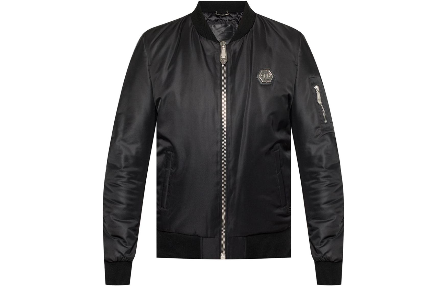 PHILIPP PLEIN Casual Zip-Up Jacket Black Long Sleeve A19C-MRB1358-PNY002N-02