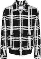 PHILIPP PLEIN Checkered Single-Breasted Bomber Jacket - Black AACC-MRB2252-PTE076N-0201 PHILIPP PLEIN Checkered Single-Breasted Bomber Jacket - Black AACC-MRB2252-PTE076N-0201