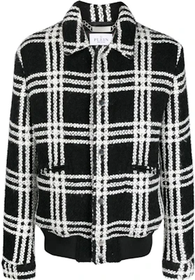 PHILIPP PLEIN Checkered Single-Breasted Bomber Jacket - Black AACC-MRB2252-PTE076N-0201 Buy PHILIPP PLEIN Checkered Single-Breasted Bomber Jacket - Black AACC-MRB2252-PTE076N-0201