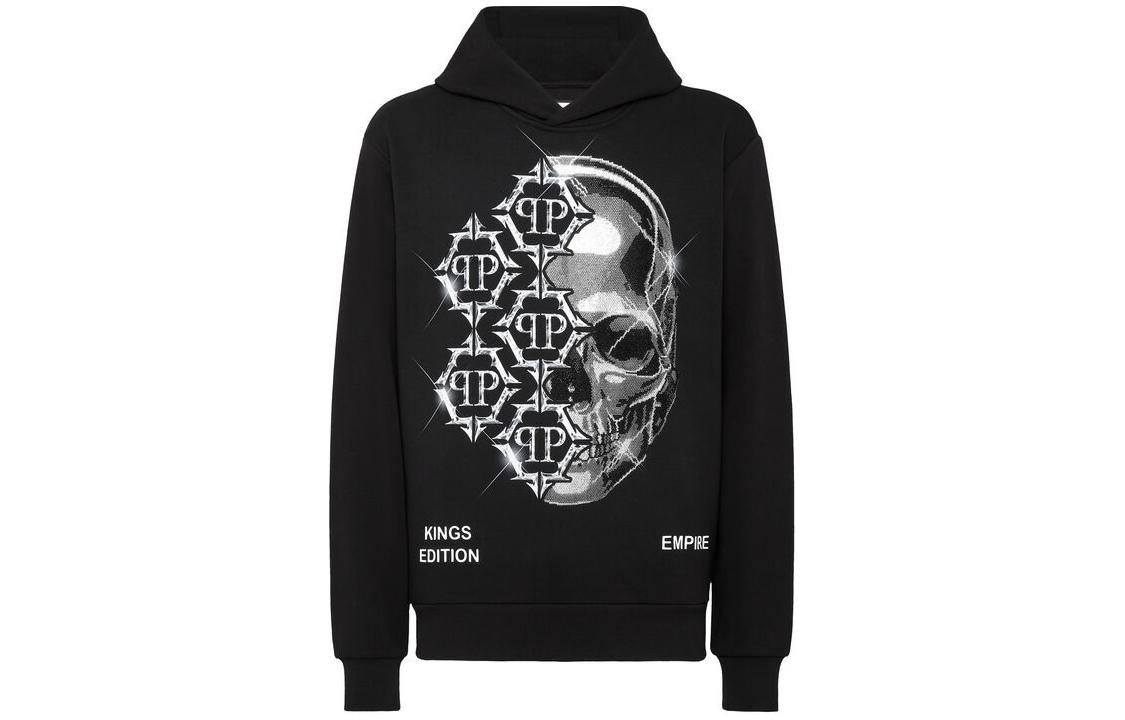 PHILIPP PLEIN Chrome Print Hoodie Sweatshirt Men’s Black Long Sleeve AACC-MJB3125-PJY002N-02