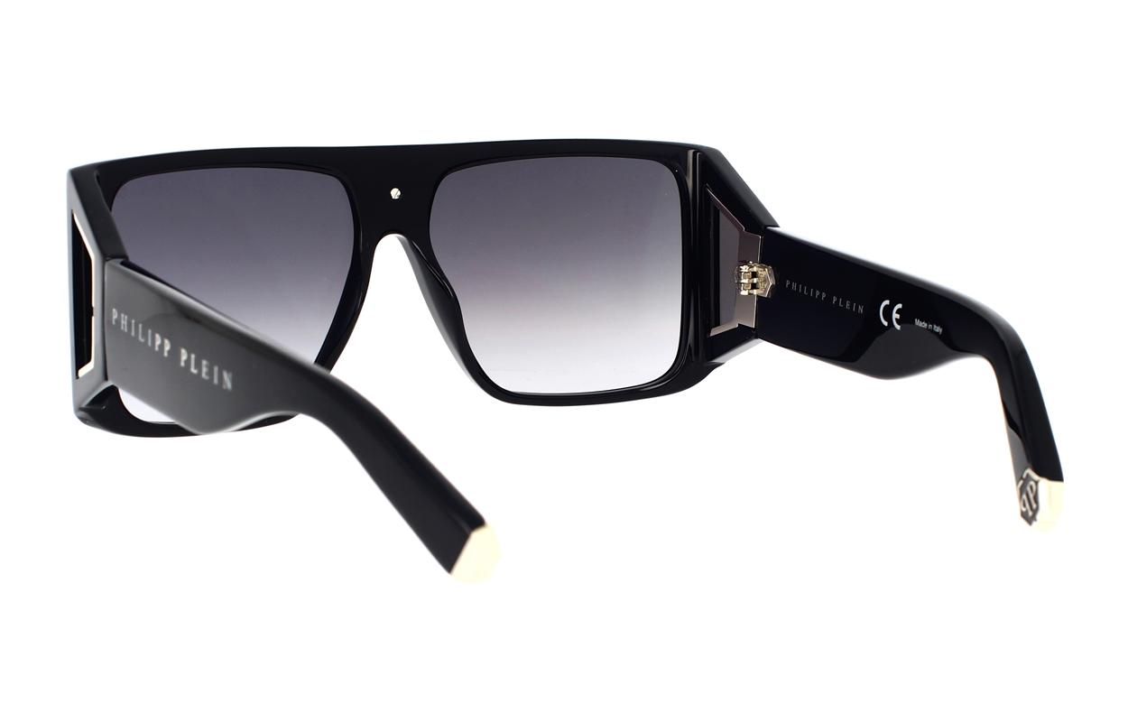 Shop 菲利普普兰男士经典方形黑色太阳镜 - 时尚潮流眼镜 SPP014V0700