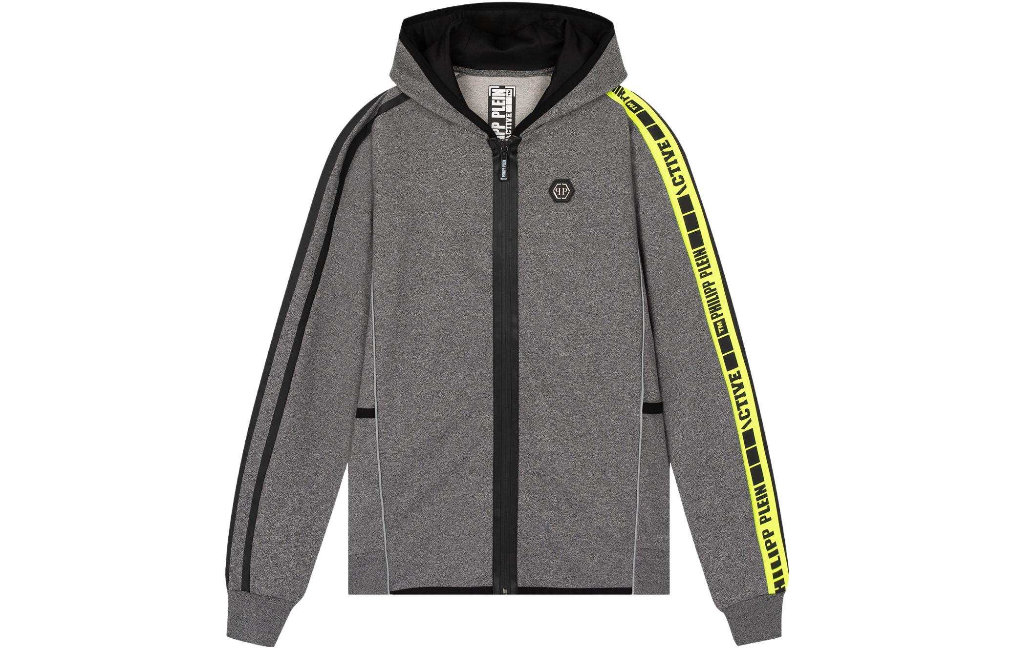 PHILIPP PLEIN Colorblock Letter Hoodie, Zip-Up, Gray P19C-MJB1060-PJO002N-10