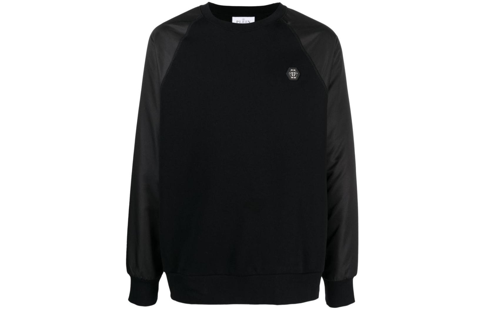 PHILIPP PLEIN Colorblock Logo Crewneck Sweatshirt Black FACC-MJO1055-PJO002N-02