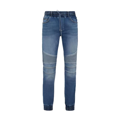 PHILIPP PLEIN Distressed Low-Rise Plain Blue Jeans for Men. PAAC-MDT2850-PDE004N-08RY